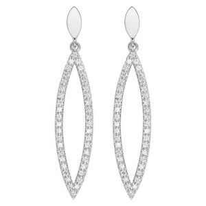 Boucles d'oreilles Pendantes Or Blanc 18k Diamant 0.4ct GH SI