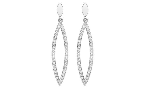 Boucles d'oreilles Pendantes Or Blanc 18k Diamant 0.4ct GH SI