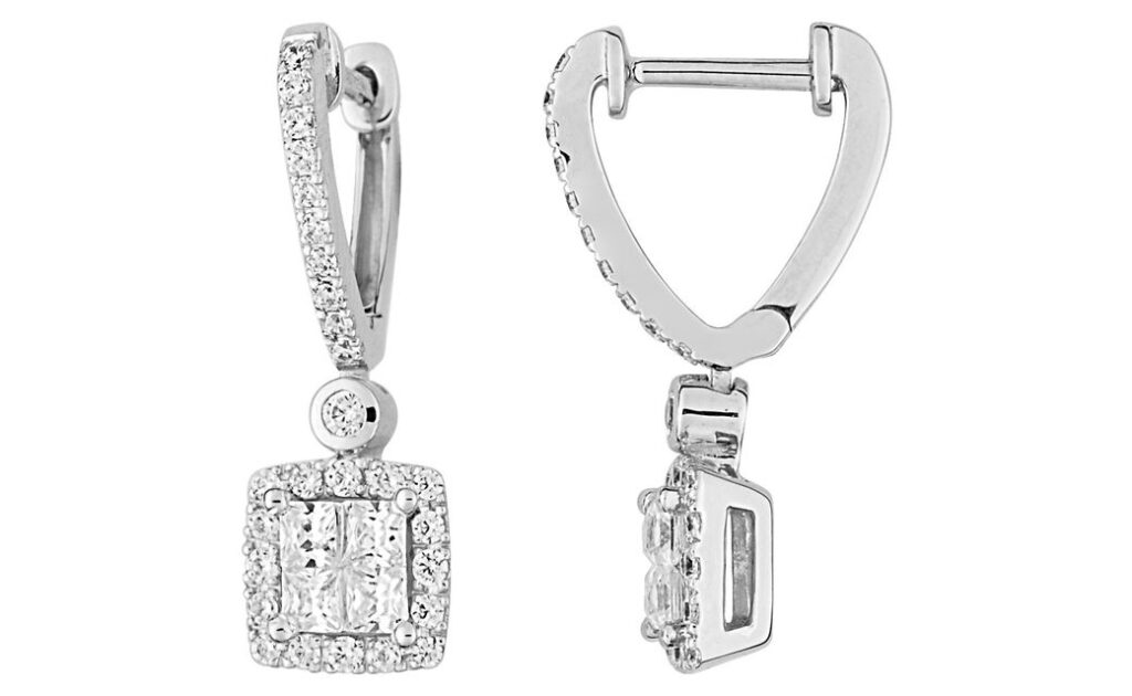 Boucles d'oreilles Pendantes Or Blanc 18k Diamant 0.68ct GH SI