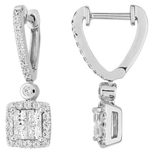 Boucles d'oreilles Pendantes Or Blanc 18k Diamant 0.68ct GH SI