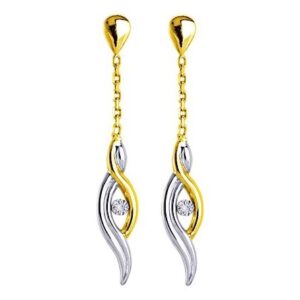 Boucles d'oreilles Pendantes Or Rhodié Diamant GH P2