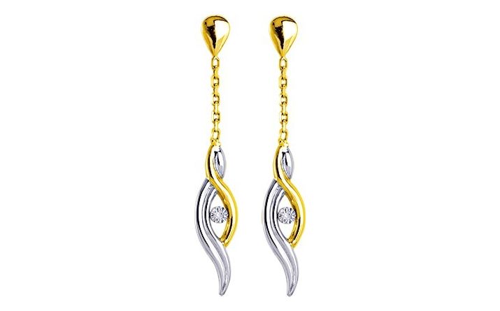 Boucles d'oreilles Pendantes Or Rhodié Diamant GH P2