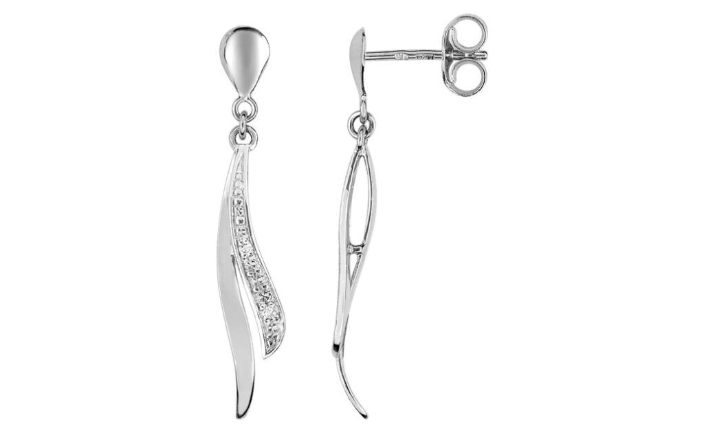 Boucles d'oreilles Pendantes Or Blanc Diamant 0.02ct GH P2