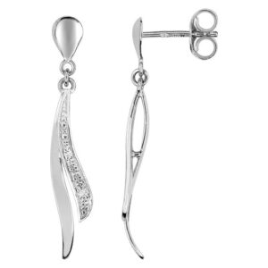 Boucles d'oreilles Pendantes Or Blanc Diamant 0.02ct GH P2