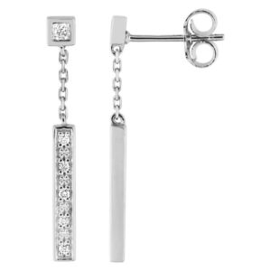 Boucles d'oreilles Pendantes Or Blanc Diamant 0.06ct GH P2