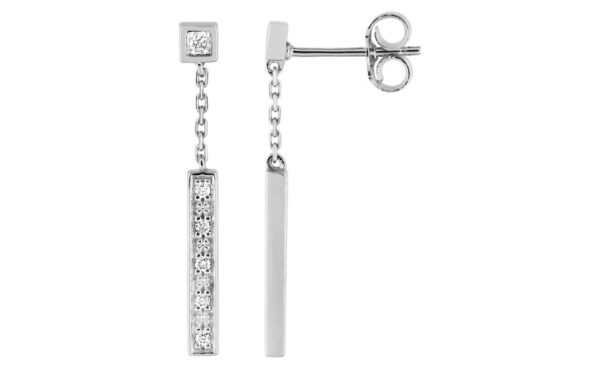 Boucles d'oreilles Pendantes Or Blanc Diamant 0.06ct GH P2