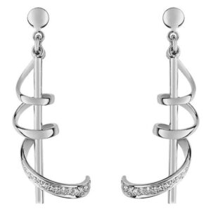 Boucles d'oreilles Pendantes Or Blanc Diamant 0.01ct GH P2