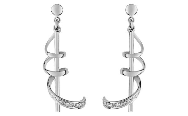 Boucles d'oreilles Pendantes Or Blanc Diamant 0.01ct GH P2