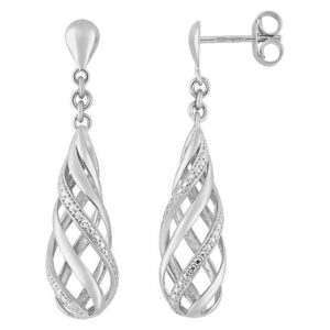 Boucles d'oreilles Pendantes Or Blanc Diamant 0.01ct GH P2