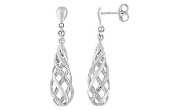 Boucles d'oreilles Pendantes Or Blanc Diamant 0.01ct GH P2