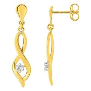 Boucles d'oreilles Pendantes Or Jaune et Blanc Diamant GH P2