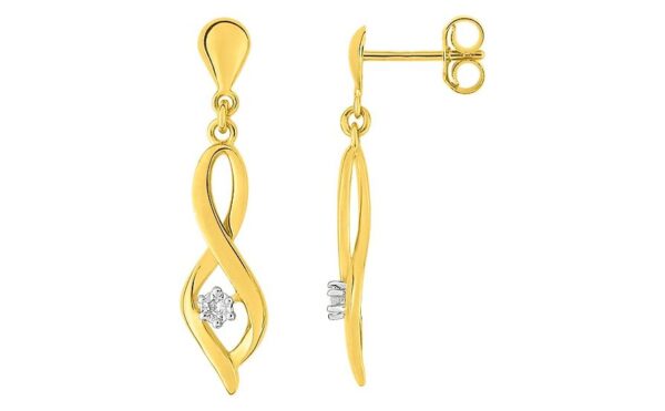 Boucles d'oreilles Pendantes Or Jaune et Blanc Diamant GH P2