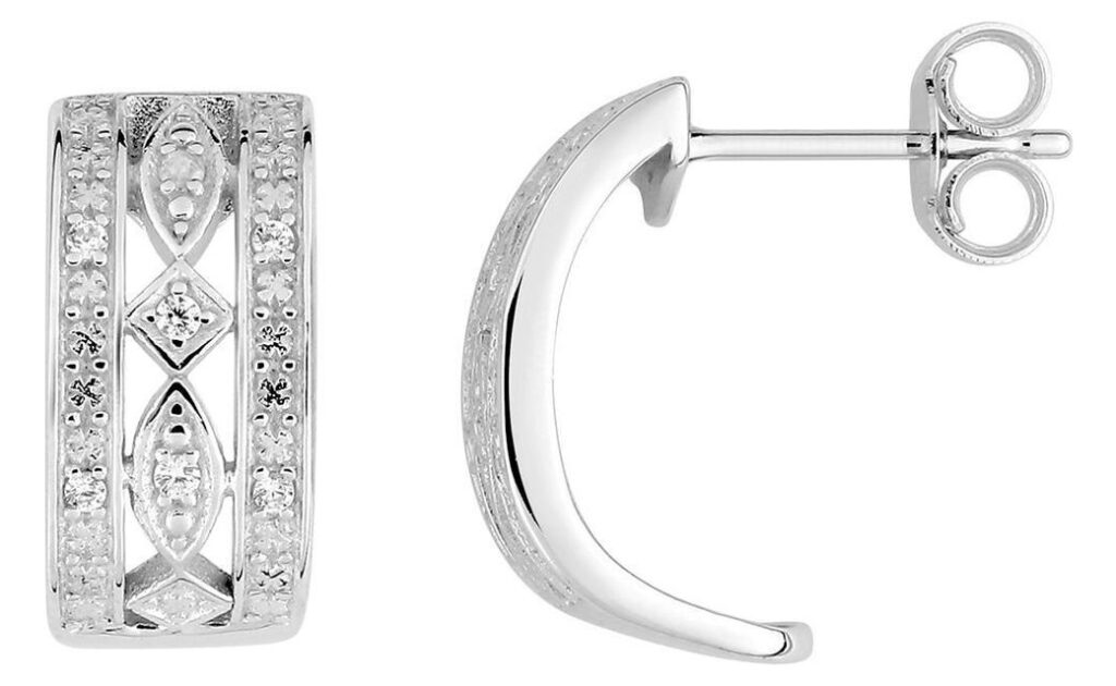 Boucles d'oreilles Pendantes Or Blanc Diamant 0.06ct GH P2