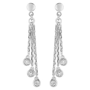 Boucles d'oreilles Pendantes Or Blanc 18k Diamant 0.04ct GH P1