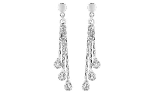 Boucles d'oreilles Pendantes Or Blanc 18k Diamant 0.04ct GH P1