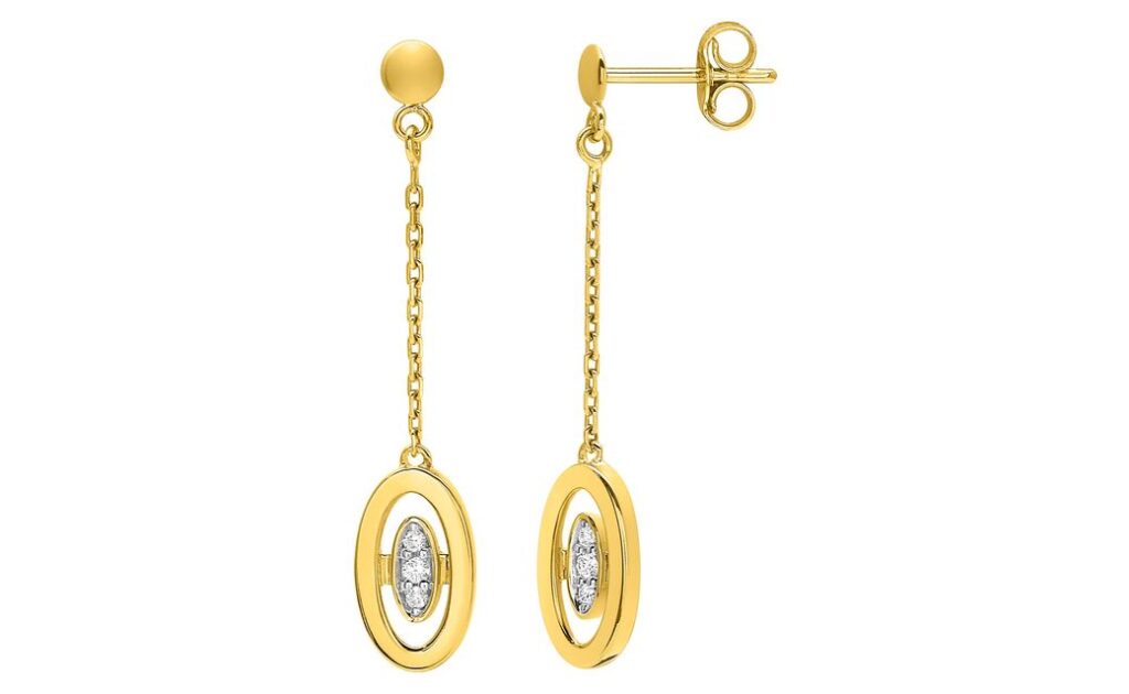 Boucles d'oreilles Pendantes Or 18k Diamant 0.04ct GH P1