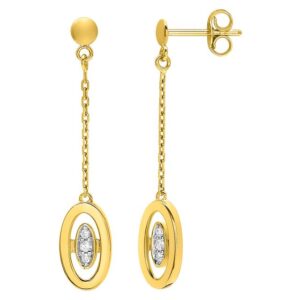 Boucles d'oreilles Pendantes Or 18k Diamant 0.04ct GH P1