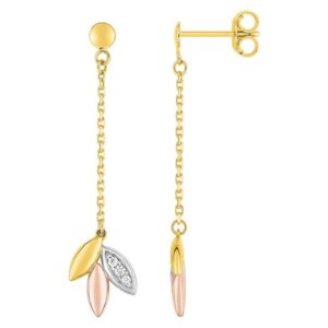 Boucles d'oreilles Pendantes Or 18k Rhodié Diamant GH P1