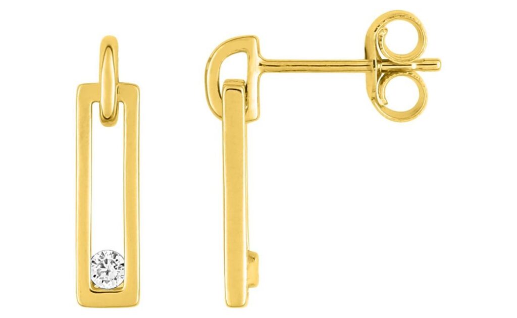 Boucles d'oreilles Pendantes Or 18k Diamant 0.06ct GH P1