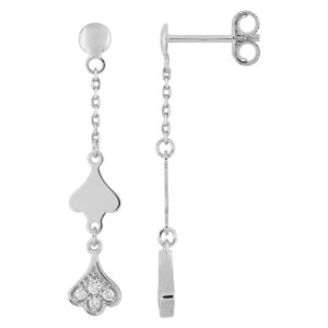 Boucles d'oreilles Pendantes Or Blanc 18k Diamant 0.05ct GH P1