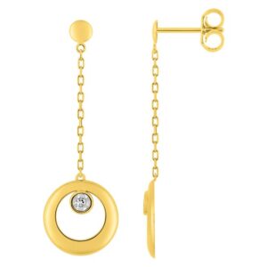 Boucles d'oreilles Pendantes Or Jaune et Blanc 18k Diamant GH P1