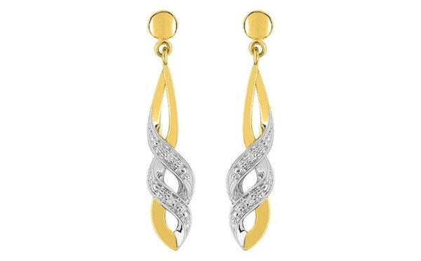 Boucles d'oreilles Pendantes Or 18k Rhodié Diamant 0.02ct GH P1