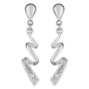 Boucles d'oreilles Pendantes Or Blanc 18k Diamant 0.01ct GH P1