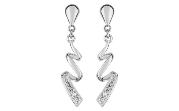 Boucles d'oreilles Pendantes Or Blanc 18k Diamant 0.01ct GH P1