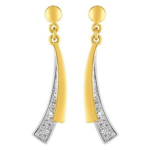 Boucles d'oreilles Pendantes Or Jaune et Blanc 18k Diamant 0.016ct GH P1