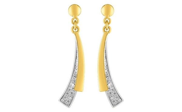 Boucles d'oreilles Pendantes Or Jaune et Blanc 18k Diamant 0.016ct GH P1