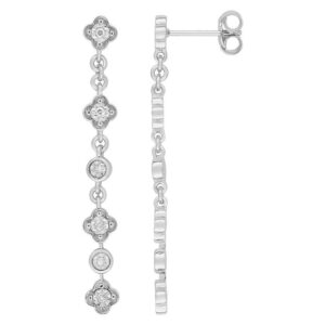 Boucles d'oreilles Pendantes Or Blanc 18k Diamant 0.084ct GH P1