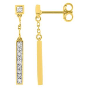 Boucles d'oreilles Pendantes Or Jaune et Blanc 18k Diamant 0.062ct GH P1