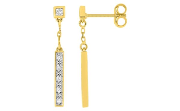 Boucles d'oreilles Pendantes Or Jaune et Blanc 18k Diamant 0.062ct GH P1