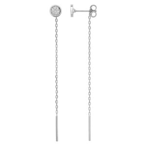 Boucles d'oreilles Pendantes Or Blanc 18k Diamant 0.01ct GH P1