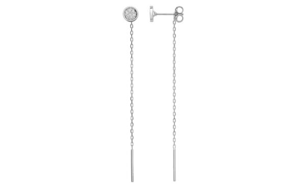 Boucles d'oreilles Pendantes Or Blanc 18k Diamant 0.01ct GH P1