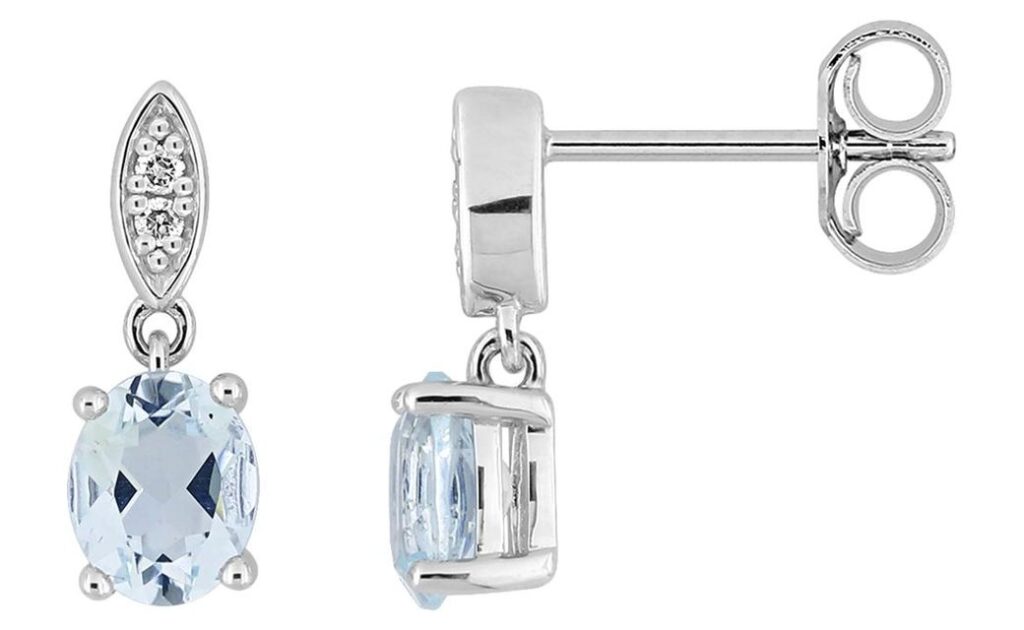 Boucles d'oreilles Pendantes Or Blanc Diamant 0.02ct GH P2