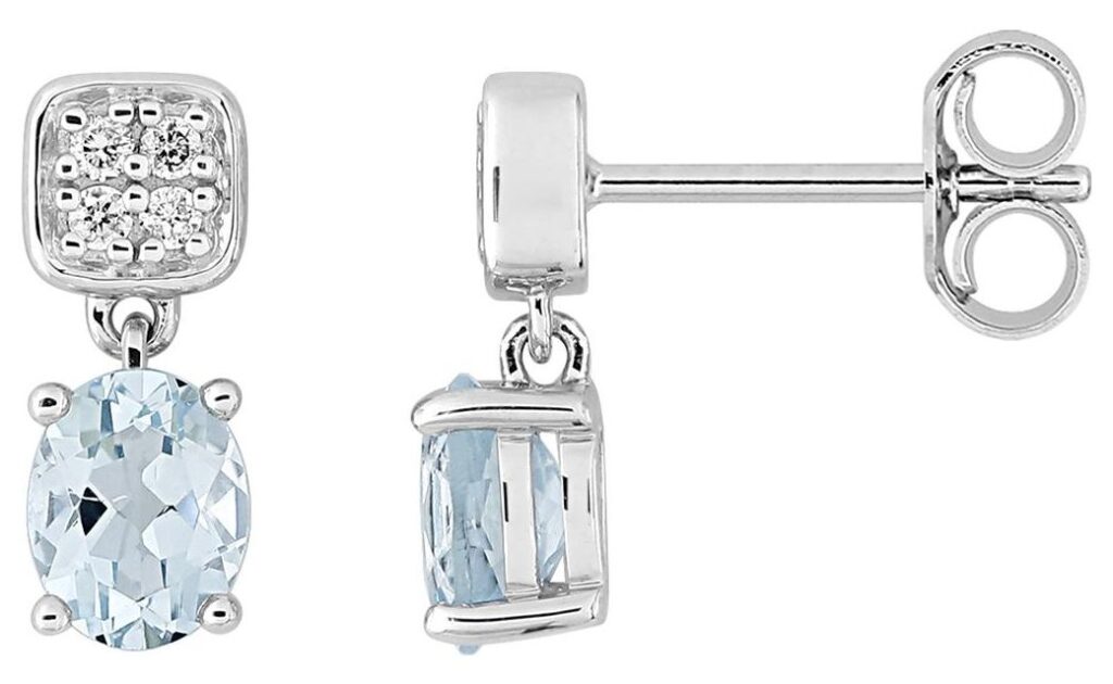 Boucles d'oreilles Pendantes Or Blanc Diamant 0.05ct GH P2