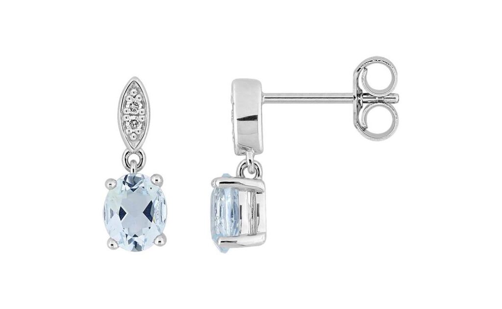 Boucles d'oreilles Pendantes Or Blanc 18k Diamant 0.02ct GH P1