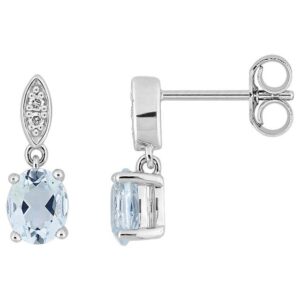 Boucles d'oreilles Pendantes Or Blanc 18k Diamant 0.02ct GH P1