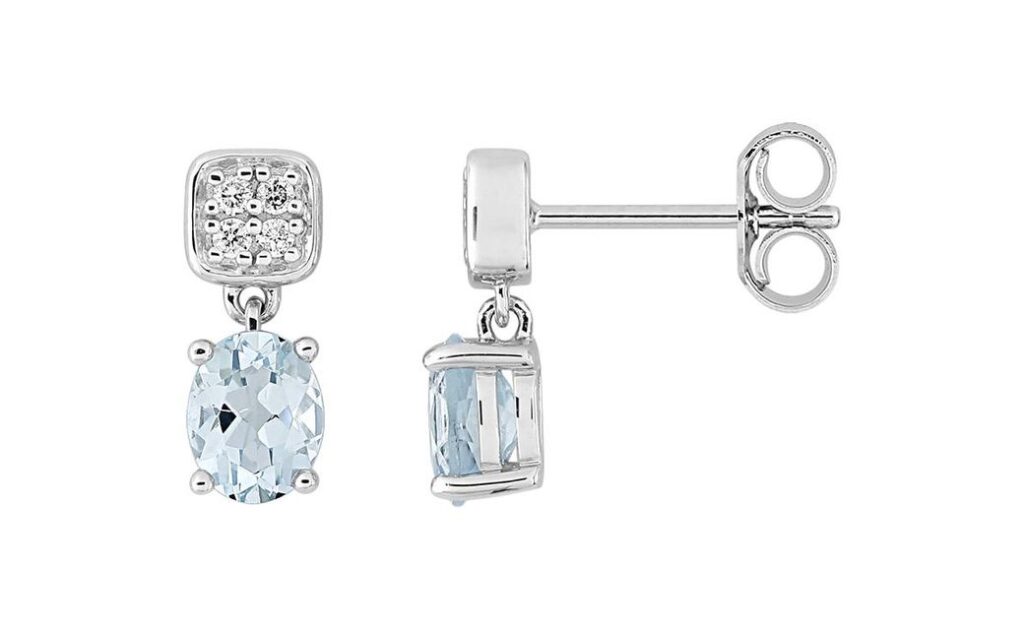 Boucles d'oreilles Pendantes Or Blanc 18k Diamant 0.05ct GH P1