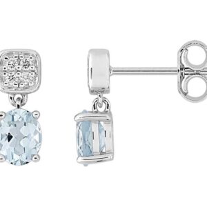 Boucles d'oreilles Pendantes Or Blanc 18k Diamant 0.05ct GH P1