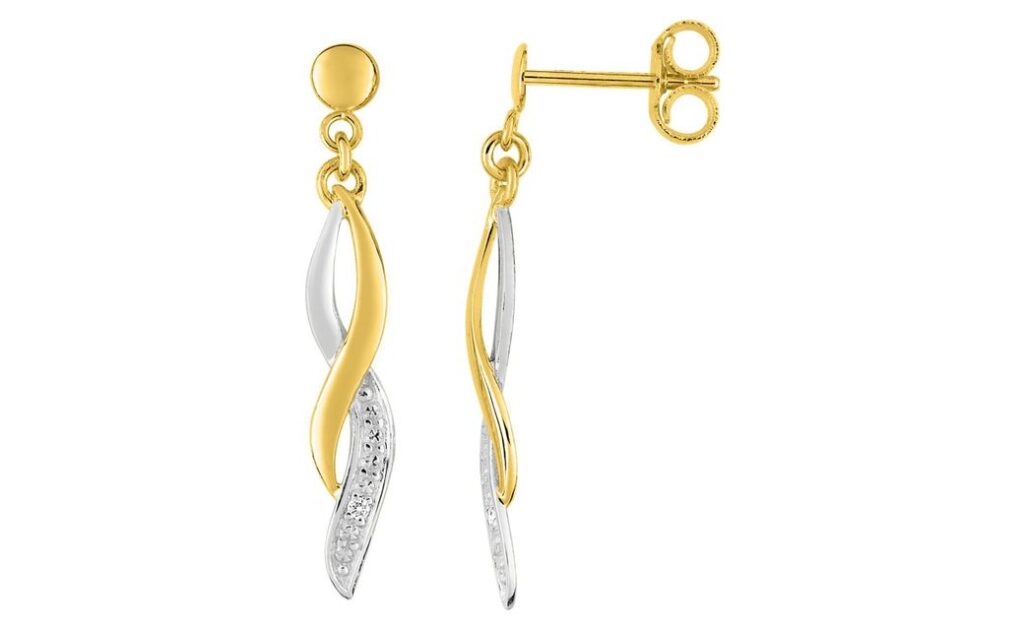 Boucles d'oreilles Or Rhodié Diamant 0.01ct GH P2