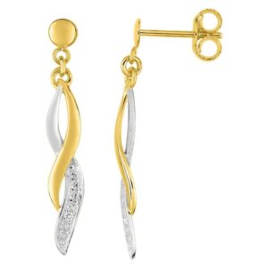 Boucles d'oreilles Or Rhodié Diamant 0.01ct GH P2