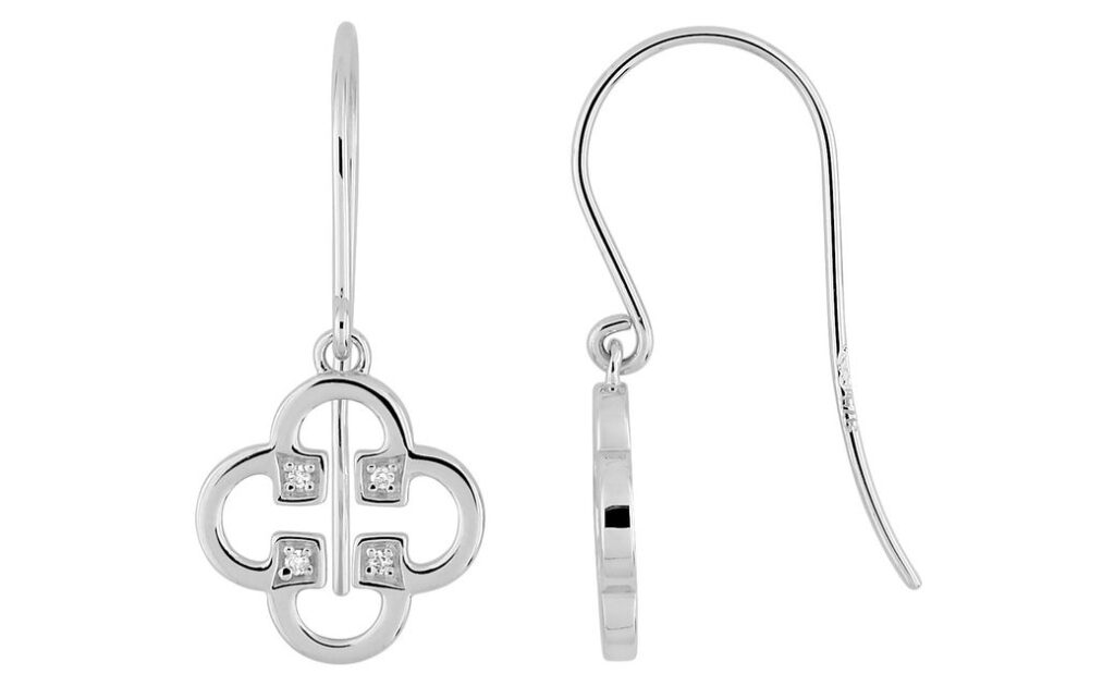 Boucles d'oreilles Or Blanc 18k Diamant 0.02ct GH P1P2