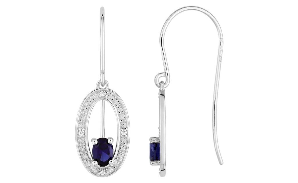 Boucles d'oreilles Or Blanc Diamant 0.02ct GH P2P3 Saphir