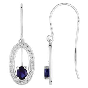 Boucles d'oreilles Or Blanc Diamant 0.02ct GH P2P3 Saphir