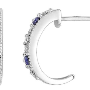 Boucles d'oreilles Or Blanc Diamant 0.01ct GH P2 Saphir