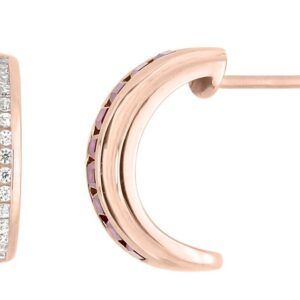 Boucles d'oreilles Or Rose 18k Diamant 0.18ct GH P1 Rubis