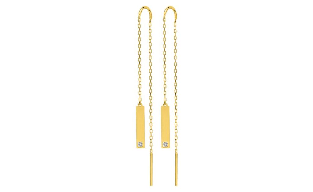 Boucles d'oreilles Or Jaune et Blanc 18k Diamant GH P1