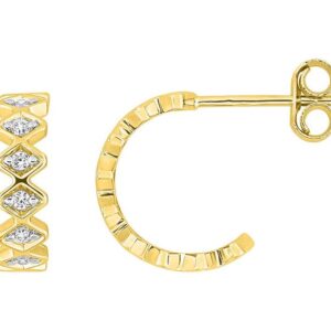 Boucles d'oreilles Or 18k Rhodié Diamant 0.11ct GH P1